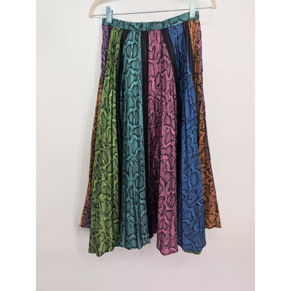 NWT DELFI Collective Colorblock Snake Clara pleated midi Skirt Size XS #1D460 - Picture 2 of 8
